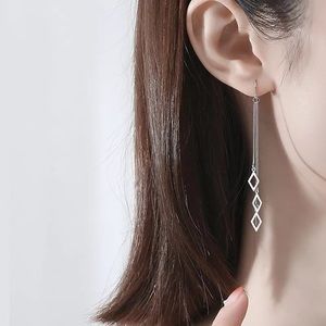 New 925 Sterling Silver Diamond Tassel Threader Earrings set